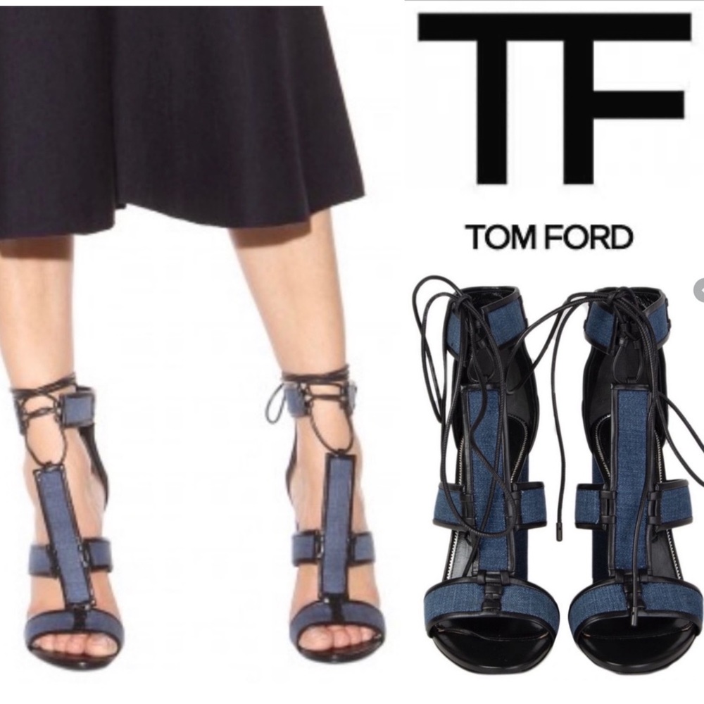 NEW!🔥TOM FORD🔥Denim Patchwork Heels Copy
